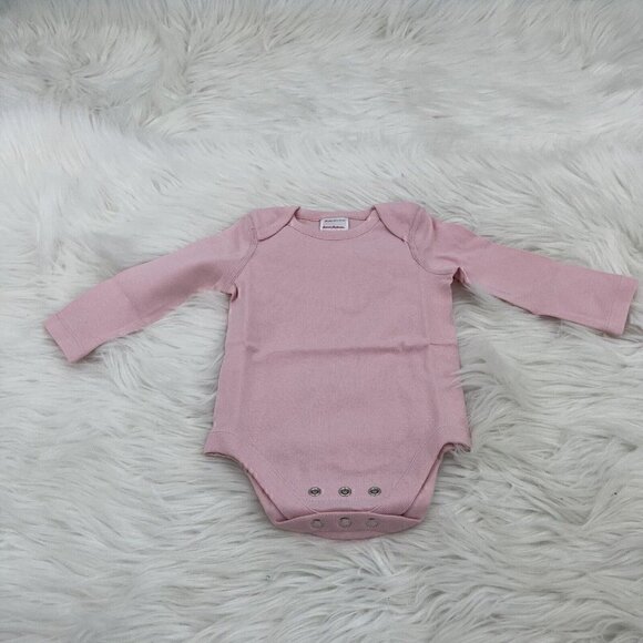 NEW HANNA ANDERSSON Long Sleeve Solid Bodysuit Pink 6-12 Months 70 - Picture 1 of 8